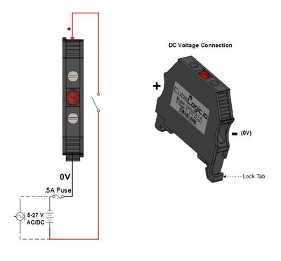 DIN Rail Indicator Light - Pilot - STANDARD AMBER LED