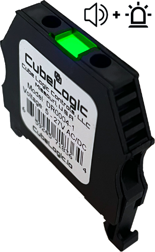 DIN Rail Buzzer Audio Indicator - Beeper - Horn - Siren - With Light - STANDARD LED - GREEN